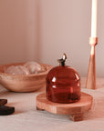 Glass Moon Dome Jar - Caramel Amber