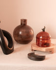 Glass Moon Dome Jar - Caramel Amber