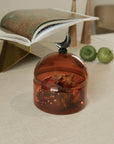 Glass Moon Dome Jar - Caramel Amber