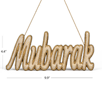 Mubarak Embroidery Ornament Golden Color with dimension