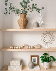 Beautifully decor Toasty Taupe Moon Dome Jar with Golden Crescent.