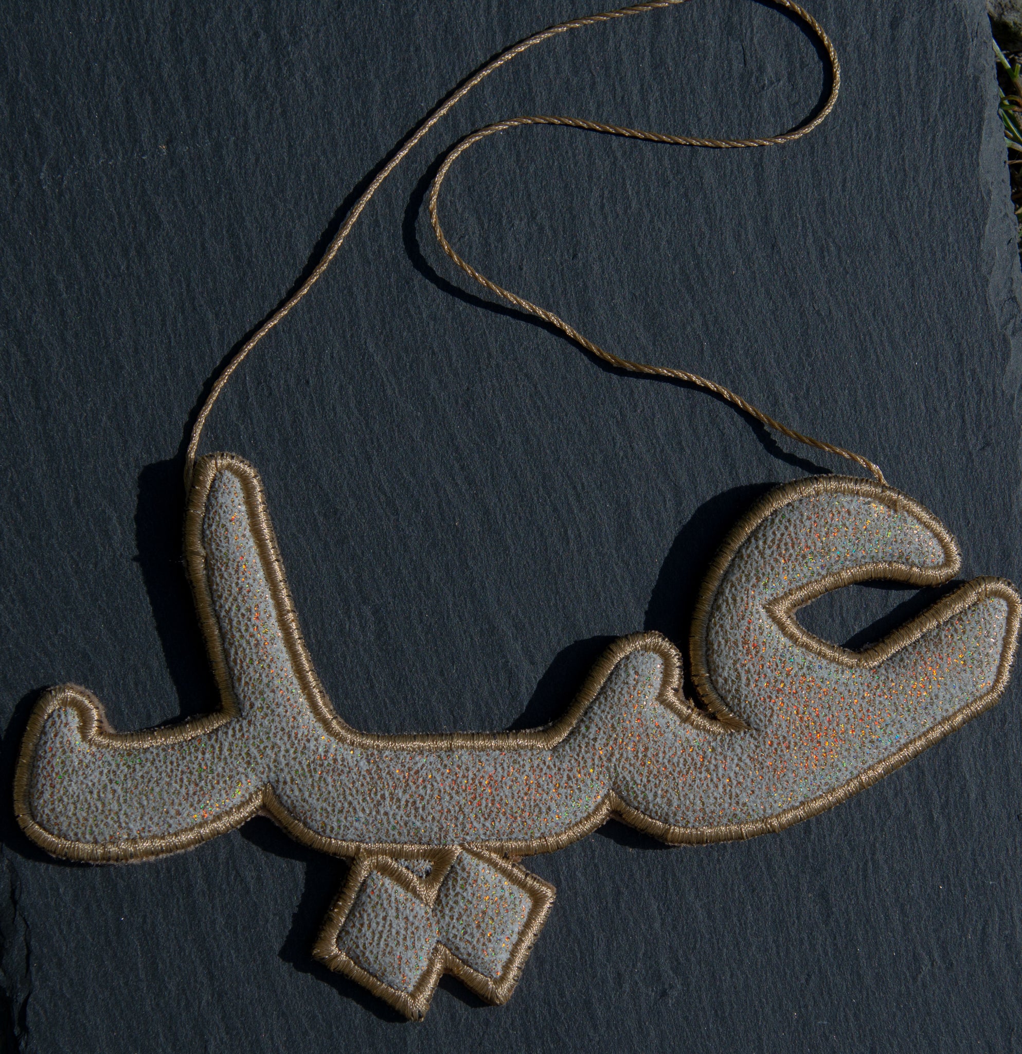  "عيد" Eid SilverArabic Calligraphy  Embroidery Ornament