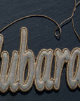Mubarak Embroidery Ornament Silver Color Dark Background