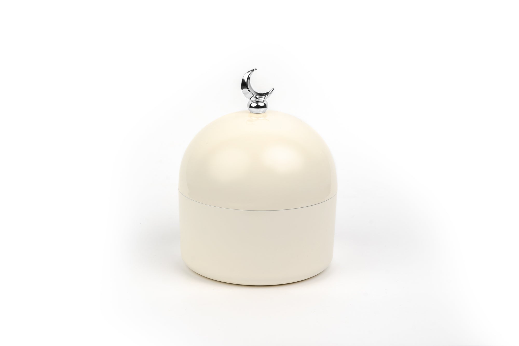 White Chocolate Moon Crescent Dome Jar Silver Crescent on a top Ramadan Eid Gifts