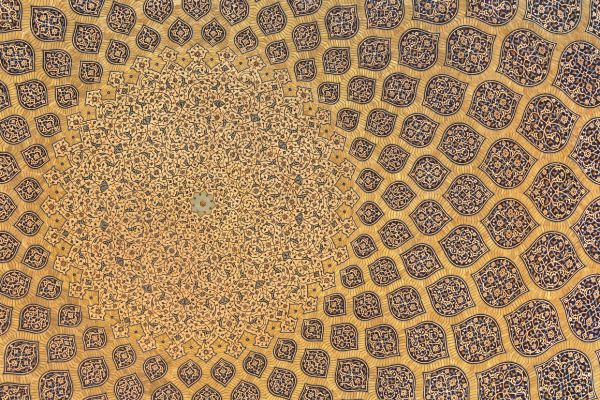 Interior dome of Sheikh Lutfallah mosque in Isfahan, Iran 