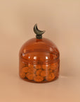 Glass Moon Dome Jar - Caramel Amber