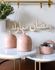 Terracotta Rose Moon Dome Jar filled with sweet treats used as Ramadan decoration