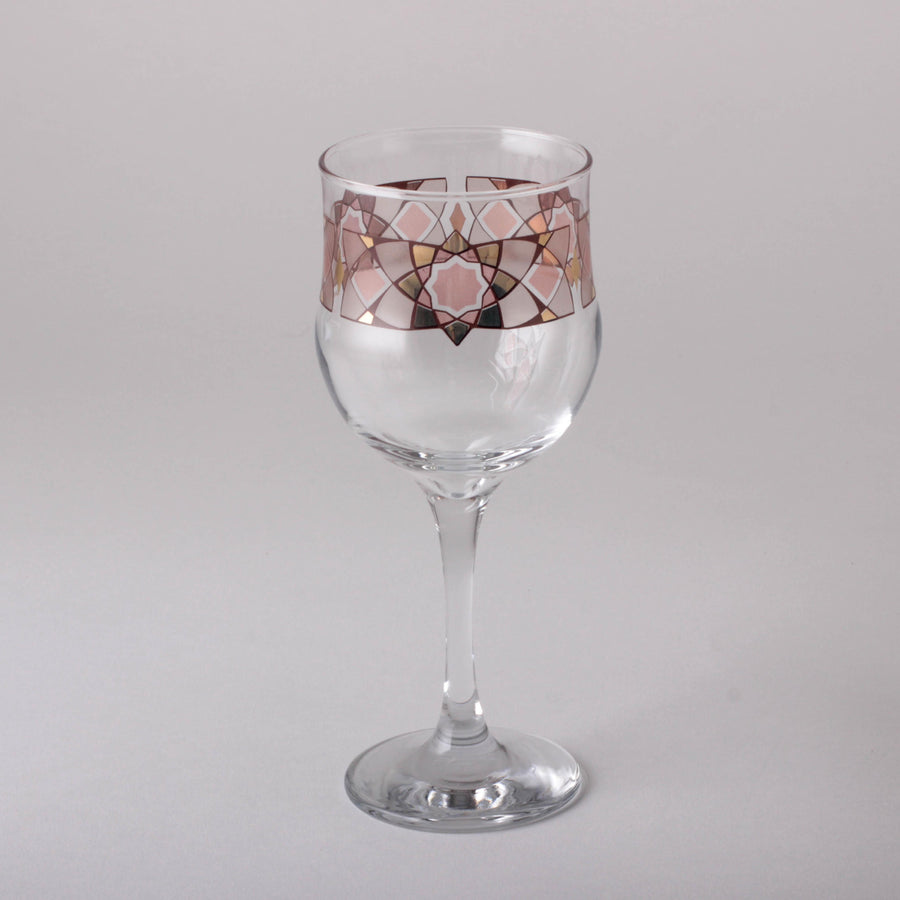 Stemware Cristi Goblet transparent glass with brown and golden design