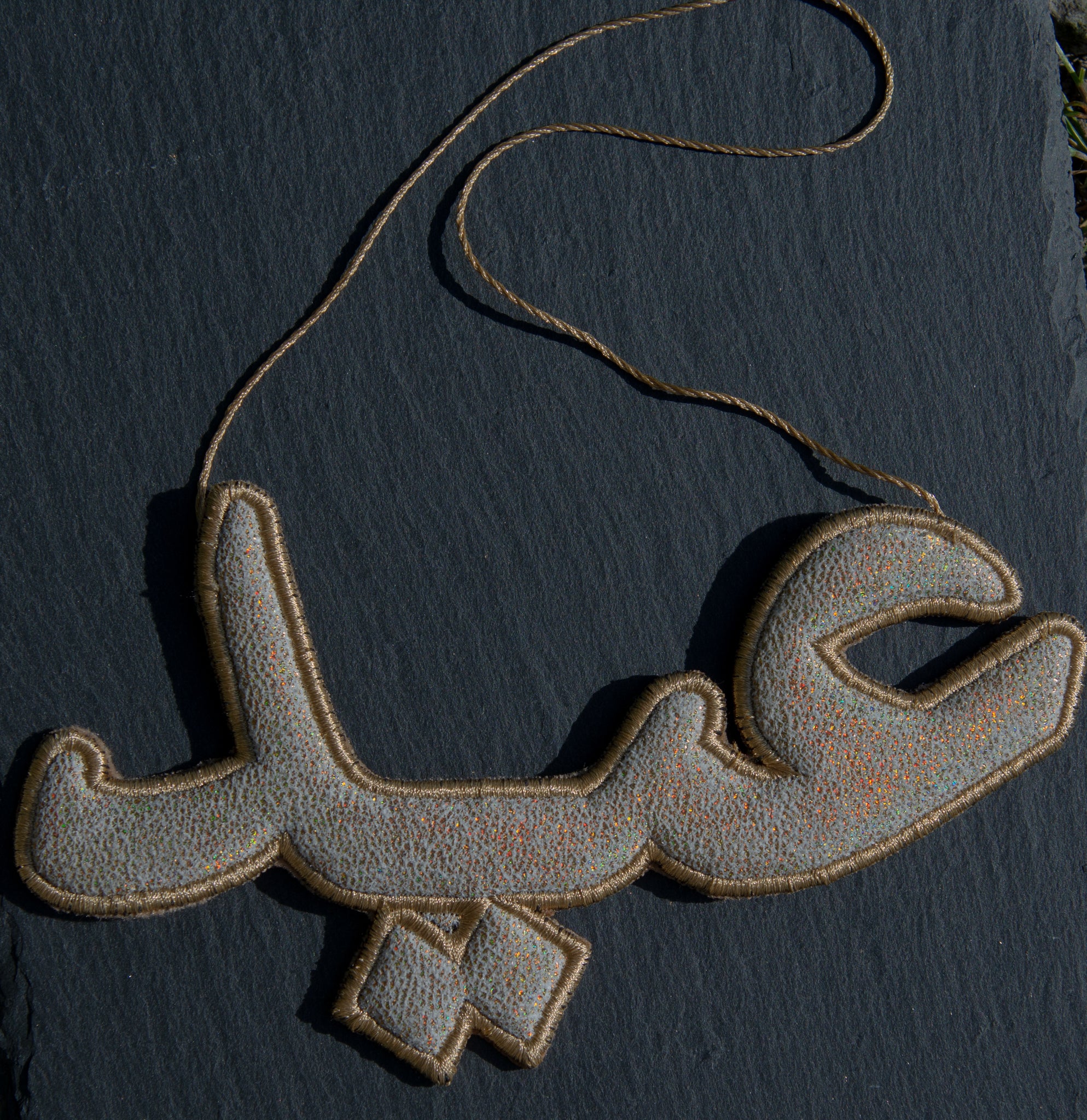  &quot;عيد&quot; Eid SilverArabic Calligraphy  Embroidery Ornament