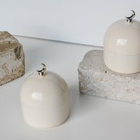 Two moon dome jars with Golden and Sliver Crescent 