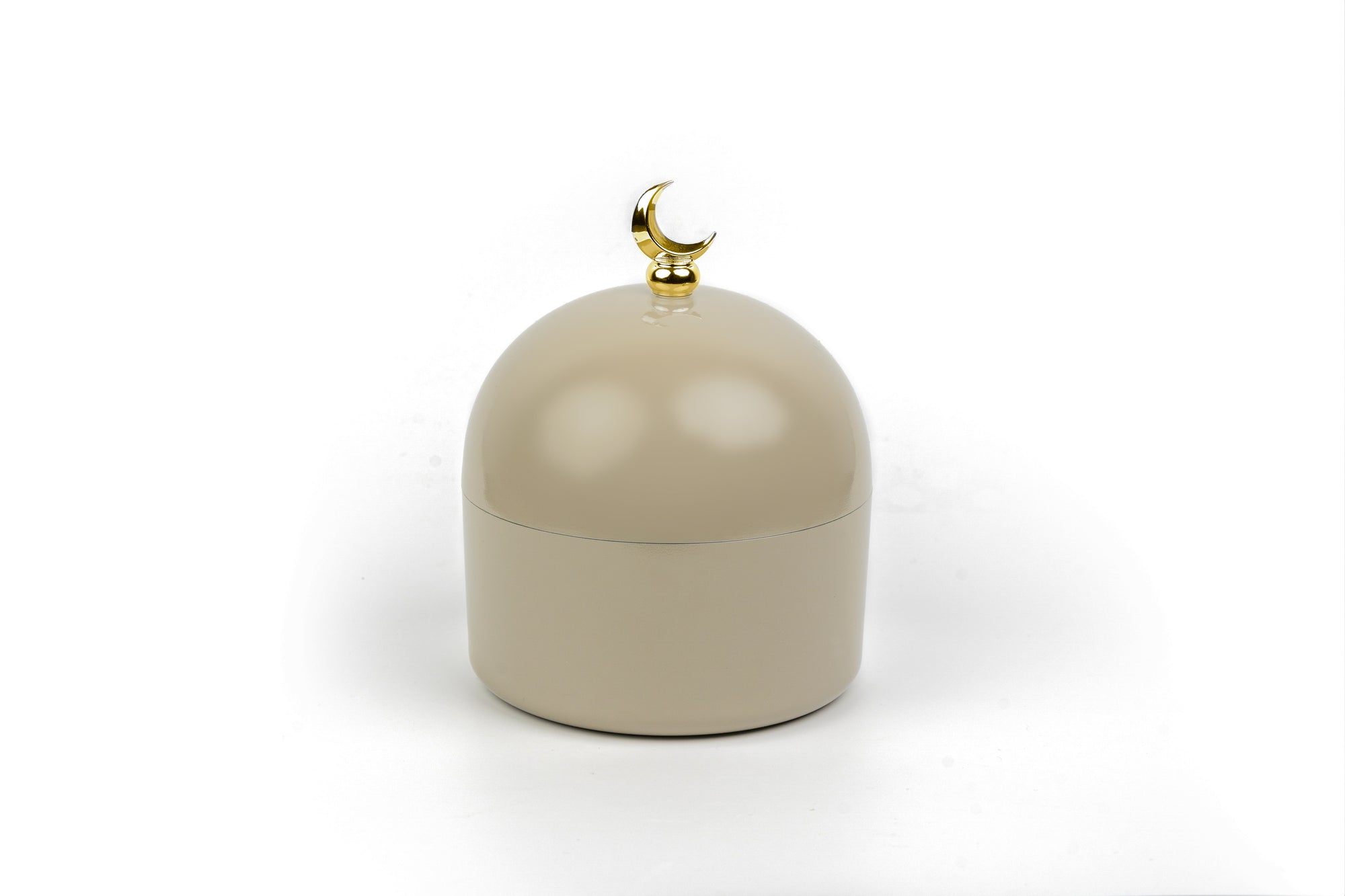 Toasty Taupe Moon Dome Jar with Golden Crescent for Ramadan Eid Gifts and home decor