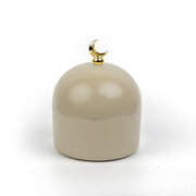 Toasty Taupe Moon Dome Jar with Golden Crescent for Ramadan Eid Gifts and home decor