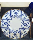 Geometry Porcelain Dinner Plates placed on the dinner table