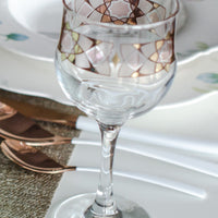 Stemware Cristi Goblet transparent glass with brown and golden design